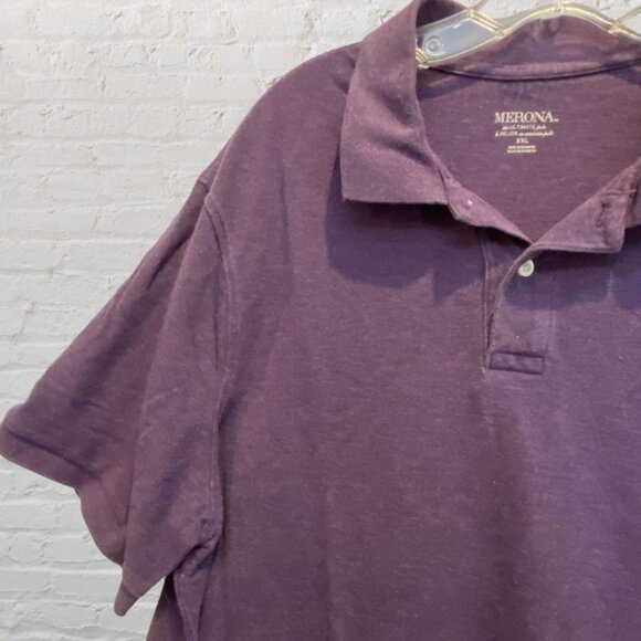 MERONA -- Purple Polo, Large Man, Collared, Button Down, Short Sleeve, XXL - Picture 3 of 8